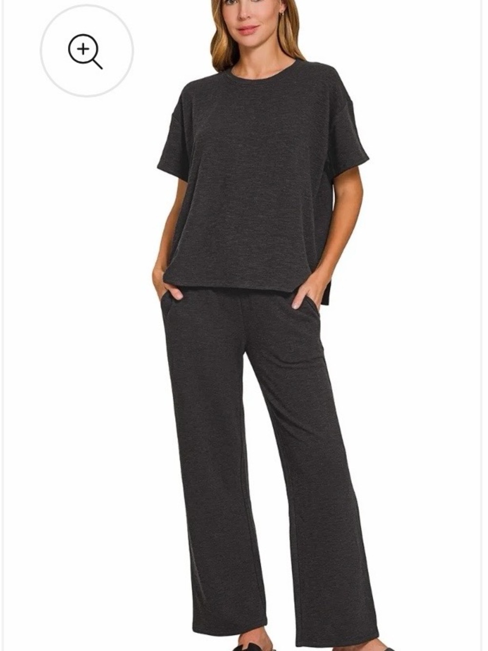 Women’s Zenana Cotton Slub 2-Piece Set, size Medium